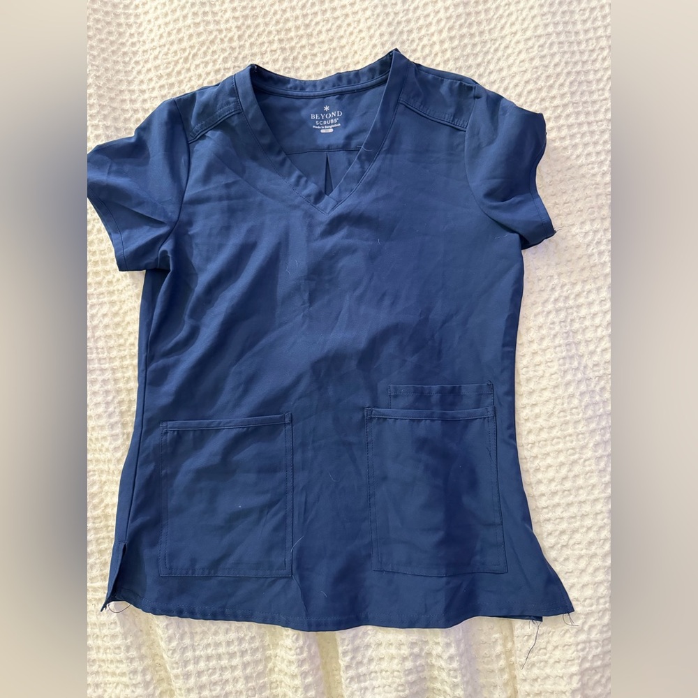 Womens beyond scrub navy blue scrub top